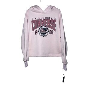 Converse All Star Brand Girls Small 8-10 Years Pink Cropped Hoodie Sweatshirt